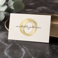 Logo Cercle Peint en Or Faux Luxueux Designer Ivoi
