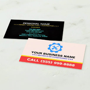 Carte De Visite Logo Chauffage Climatisation HVAC Biz   Noir Rouge