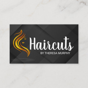 Carte De Visite Logo Cheveux Salon pour Femmes Fond Noir