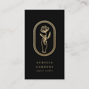 Carte De Visite Logo Chic Bohème Golden Floral