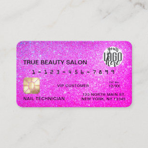 Carte De Visite Logo Chic Sparkly Neon Purple Parties scintillant