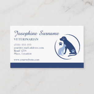 Carte De Visite Logo Chien Bleu et Chat Vétérinaire Clinique Vétér