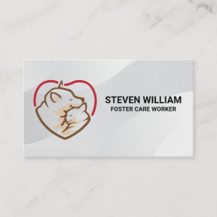 Carte De Visite Logo Chien Chat Cœur Soins pour Animaux