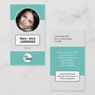 Carte De Visite Logo Circle Frame Classic Job Seeker Classic Turqu