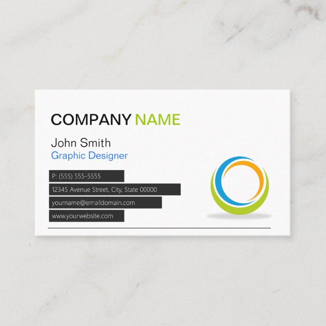 Carte De Visite Logo circulaire Abstrait Moderne Design Personnali (Devant)