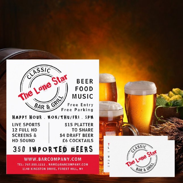 Carte De Visite Logo Classic Bar & Grill, Pub/Brasserie (Créateur téléchargé)