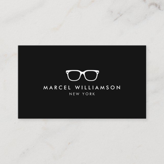 Carte De Visite Logo classique et simple lunettes blanches sur noi (Devant)