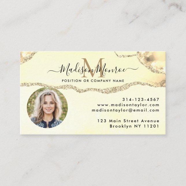 Carte De Visite Logo classique Parties scintillant or - Monogramme (Devant)