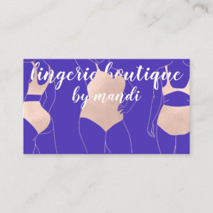 Carte De Visite Logo Code QR Bikini Sous-vêtements Rose bleu