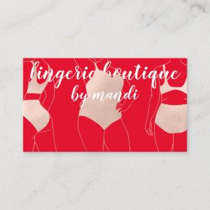 Carte De Visite Logo Code QR Bikini Sous-vêtements Rose rouge