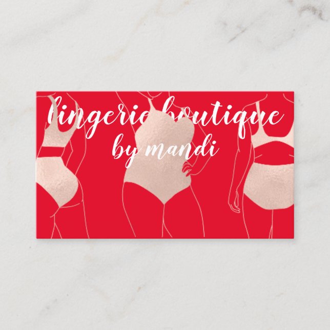Carte De Visite Logo Code QR Bikini Sous-vêtements Rose rouge (Devant)
