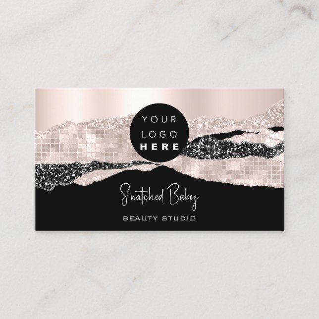 Carte De Visite Logo Code QR Coiffeur maquillage Rose Glam (Devant)