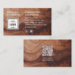 Carte De Visite Logo Code QR Construction de menuiserie moderne en