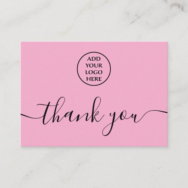 Carte De Visite Logo Code QR Merci pour votre commande rose noir (Devant)