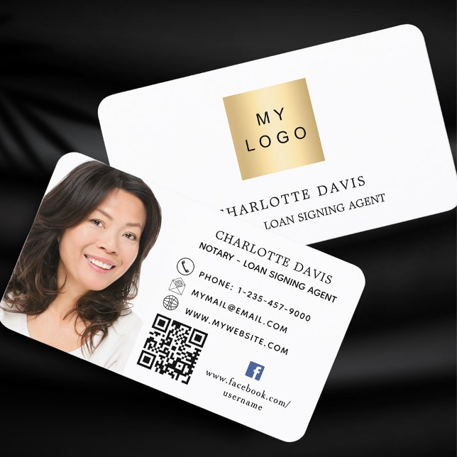 Carte De Visite Logo code QR photo facebook icône couleur de marqu (Créateur téléchargé)