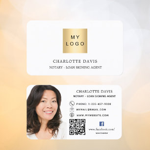 Carte De Visite Logo code QR photo icône facebook blanc noir