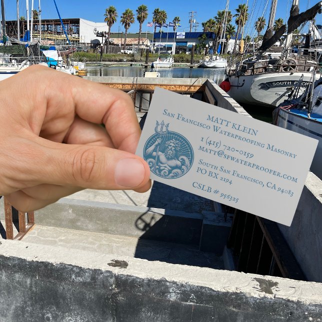 Carte De Visite Logo/code QR/URL personnalisé de Neptune (Créateur téléchargé)