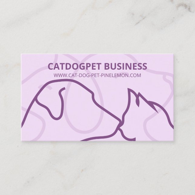 Carte De Visite Logo Code Qr Violet Chiens Chats Animal (Devant)