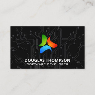 Carte De Visite Logo Coloré Circuit Tech IA Tech