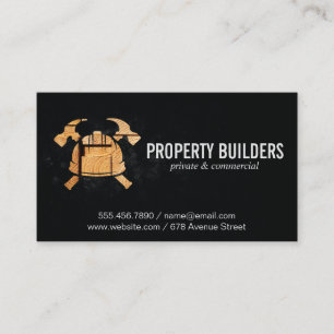 Carte De Visite Logo Construction   Bois   Casque Marteaux