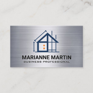 Carte De Visite Logo Construction Métal Entrepreneur