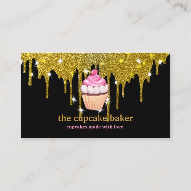 Carte De Visite Logo Cupcake Moderne Boulangerie Chef Cuisine Conf (Devant)