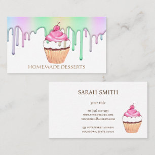 Carte De Visite Logo Cupcake Rainbow Holographic Cute
