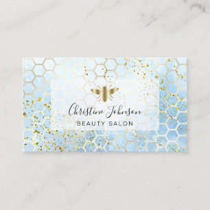 Carte De Visite logo d'abeille dorée peigne bleue
