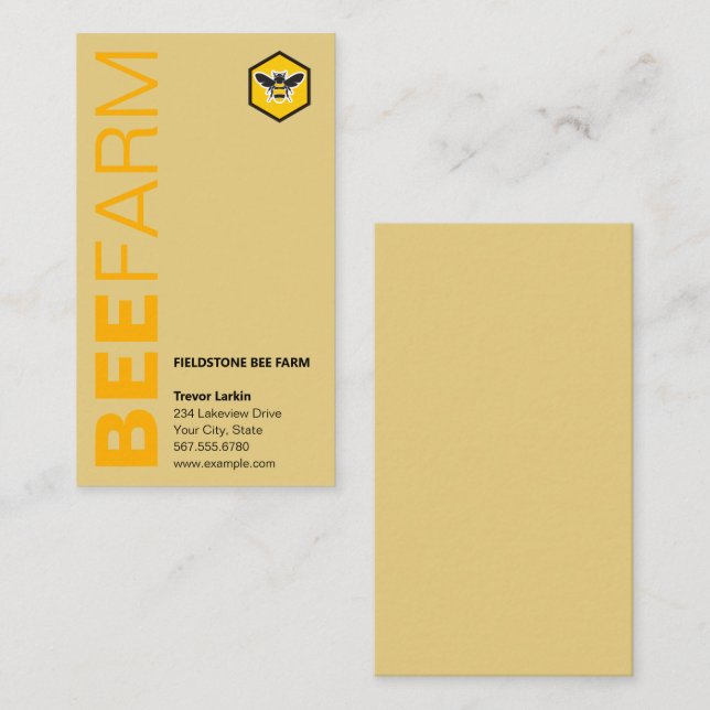 Carte De Visite Logo d'abeilles modernes Bee Farm Satin Gold Beeke (Devant / Derrière)