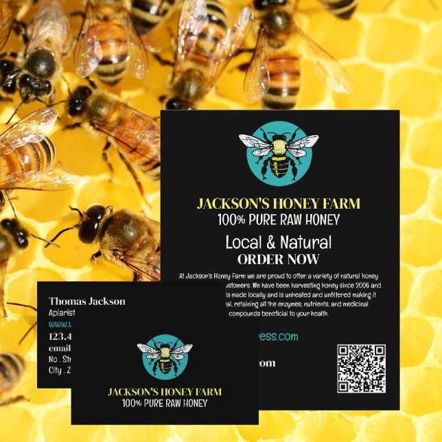 Carte De Visite Logo d'abeilles stylé - apiculteur, miel (Créateur téléchargé)