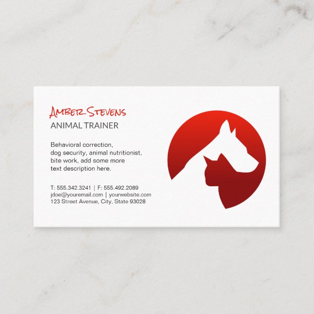 Carte De Visite Logo d'accrochage de chat de chien (Devant)