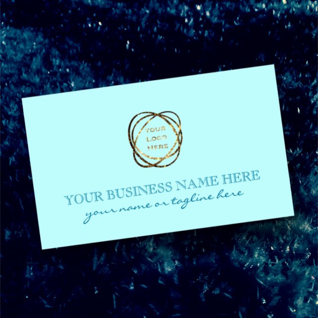Carte De Visite Logo d'affaires personnalisé Aqua moderne et éléga (Add your logo to create your own business card.  Personalize text on front and back. Fresh cool aqua)