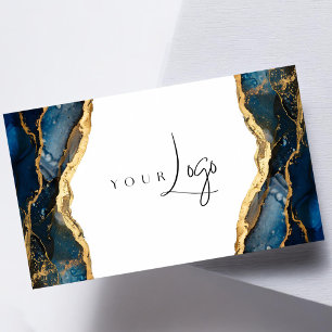 Carte De Visite Logo d'Agate bleu de la marine moderne