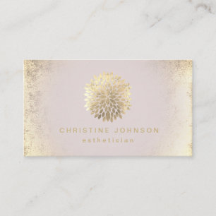 Carte De Visite logo dahlia feuille d'or estheticien FAUX