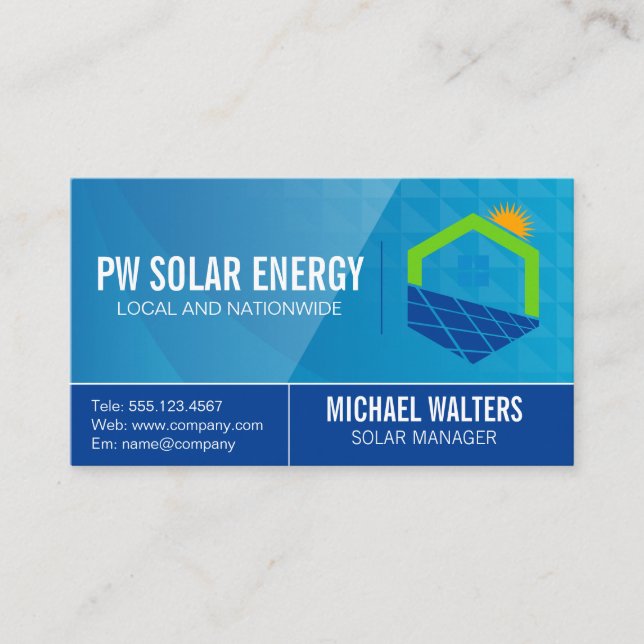 Carte De Visite Logo d'alimentation solaire | Énergie Sun Tech (Devant)
