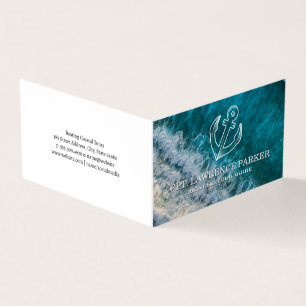 Carte De Visite Logo d'ancre Vagues océaniques Bateau