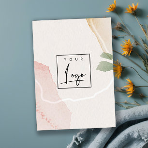 Carte De Visite Logo d'aquarelle couleur verte rose-terre Abstrait