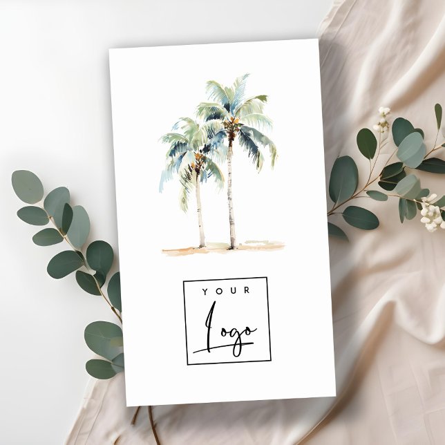 Carte De Visite Logo d'aquarelle des palmiers côtiers tropicaux (Créateur téléchargé)