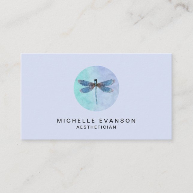 Carte De Visite Logo d'aquarelle Lavender Jolie libellule (Devant)