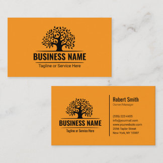 Carte De Visite Logo d'arbre noir Aménagement paysager professionn