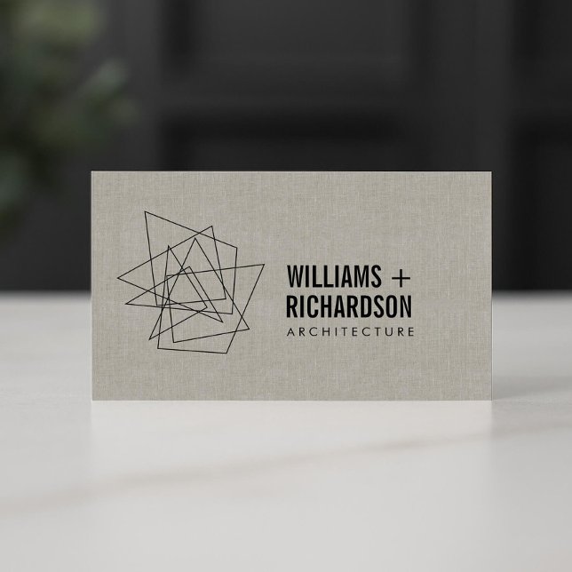 Carte De Visite Logo d'architecture géométrique Abstrait Lin/Noir (Créateur téléchargé)