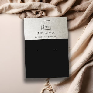 CARTE DE VISITE LOGO D'ARGENT NOIR MÉTALLIQUE ÉLÉGANT ÉCRAN