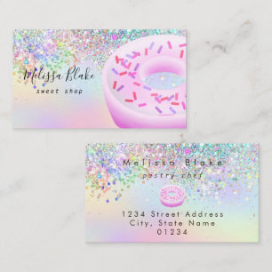 Carte De Visite logo de beignet faux paillettes pastel 