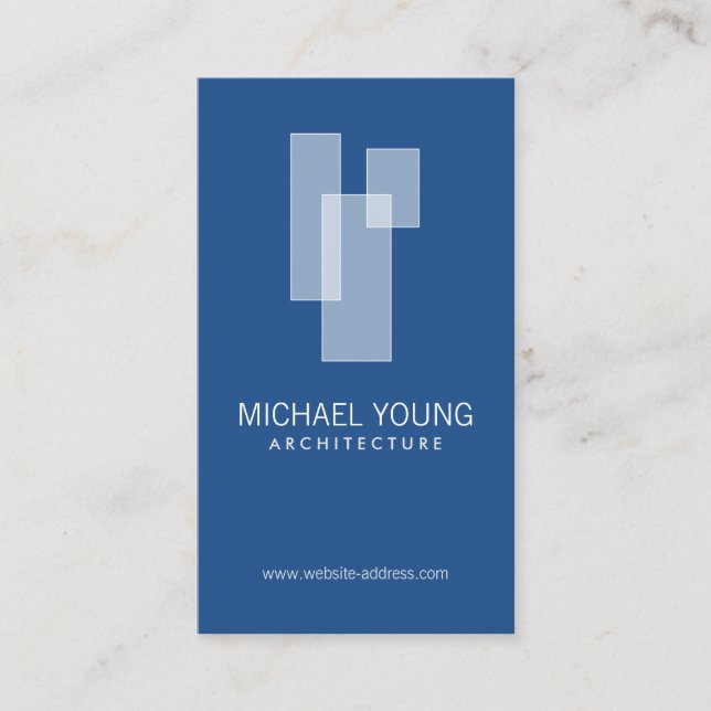 Carte De Visite Logo de blocs architecturaux modernes Blanc/Bleu (Devant)