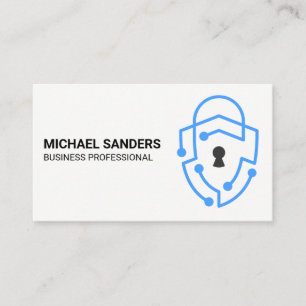 Carte De Visite Logo de bouclier de sécurité technologique bleu mo
