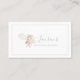 Carte De Visite Logo de boulangerie à domicile floral rustique élé