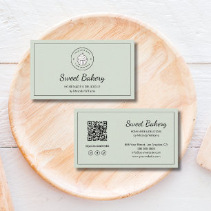 Carte De Visite Logo de Boulangerie Moderne QR Réseaux Sociaux Ver