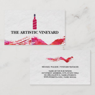 Carte De Visite Logo de bouteilles de vin   Aquarelle artistique b