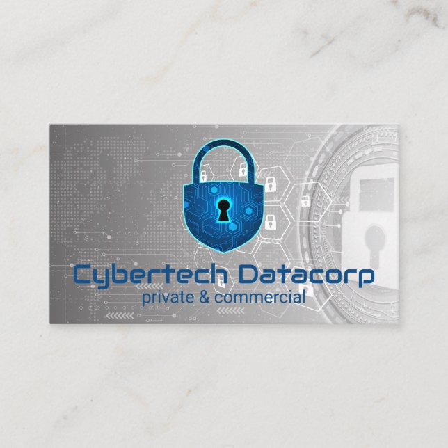 Carte De Visite Logo de cadenas Cyber Tech | Securité (Devant)