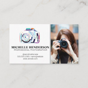 Carte De Visite Logo de caméra artistique Femme tenant un appare